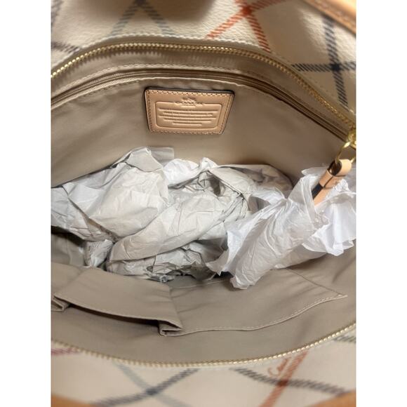 Coach F21863 Peyton Tattersall Tote B4 Multicolor Check Shoulder Bag NWT - Picture 9 of 14
